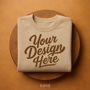 Gildan Sand 18000 Sweatshirt Mockup Trendy Crewneck Sweater Mockup Folded Sweatshirt Mockup Pullover Mockup Unisex Heavy Blend Sweater