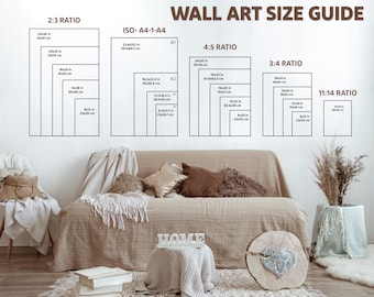 Wall Art Size Guide - Poster Size Chart - Frame Sizing Mockup - Wall Display Guide - Verticale Frames Guide - Vergelijkingstabel
