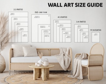 Wall Art Size Guide - Poster Size Chart - Frame Sizing Mockup - Wall Display Guide - Verticale Frames Guide - Vergelijkingstabel