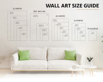 Wall Art Size Guide - Poster Size Chart - Frame Sizing Mockup - Wall Display Guide - Verticale Frames Guide - Vergelijkingstabel