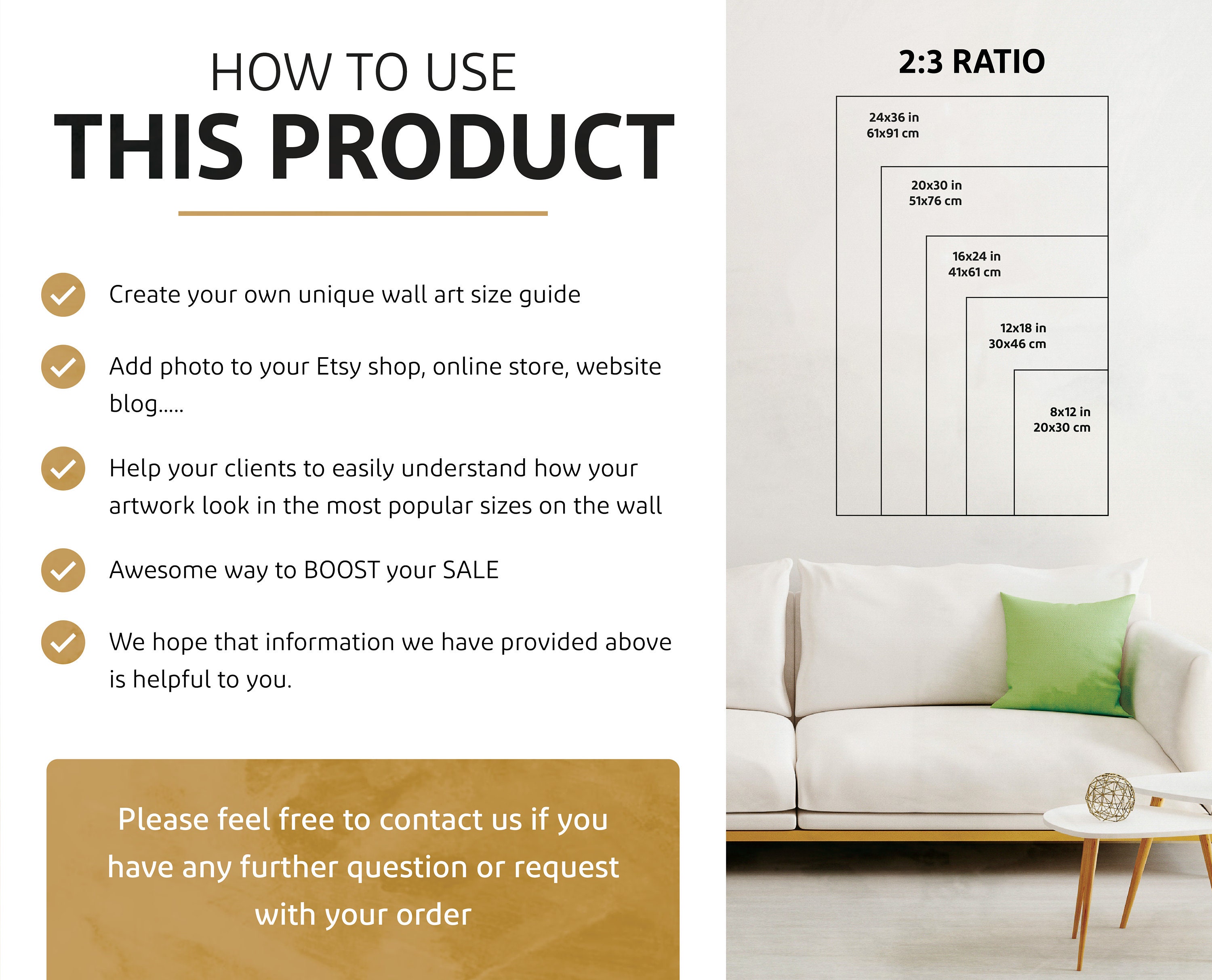 Wall Art Size Guide - Poster Size Chart - Frame Sizing Mockup - Wall ...