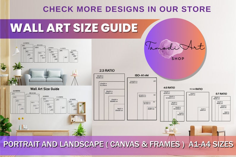 Wall Art Size Guide Poster Size Chart Frame Sizing Mockup Etsy Australia