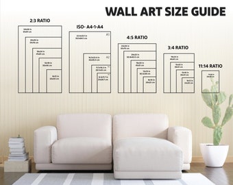 Wall Art Size Guide - Poster Size Chart - Frame Sizing Mockup - Wall Display Guide - Verticale Frames Guide - Vergelijkingstabel