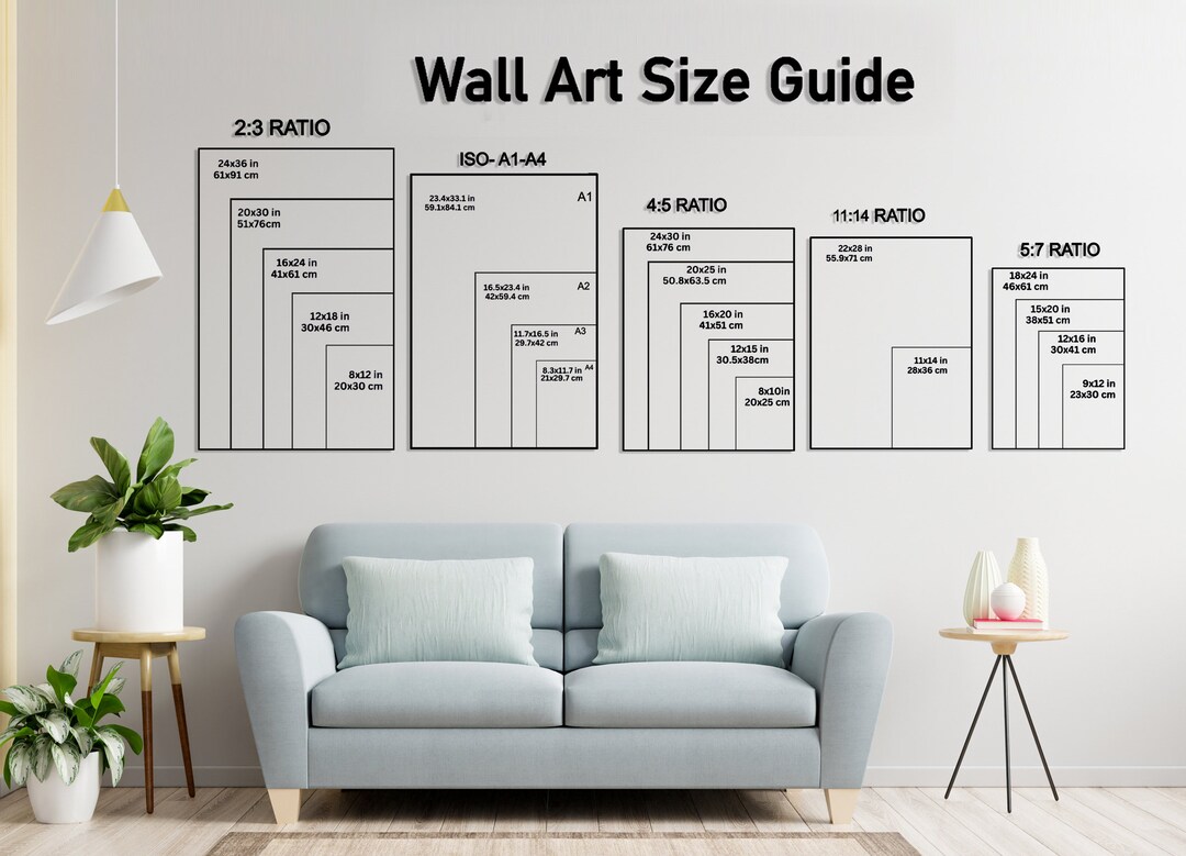 Wall Art Size Guide Poster Size Chart Frame Sizing Mockup - Etsy