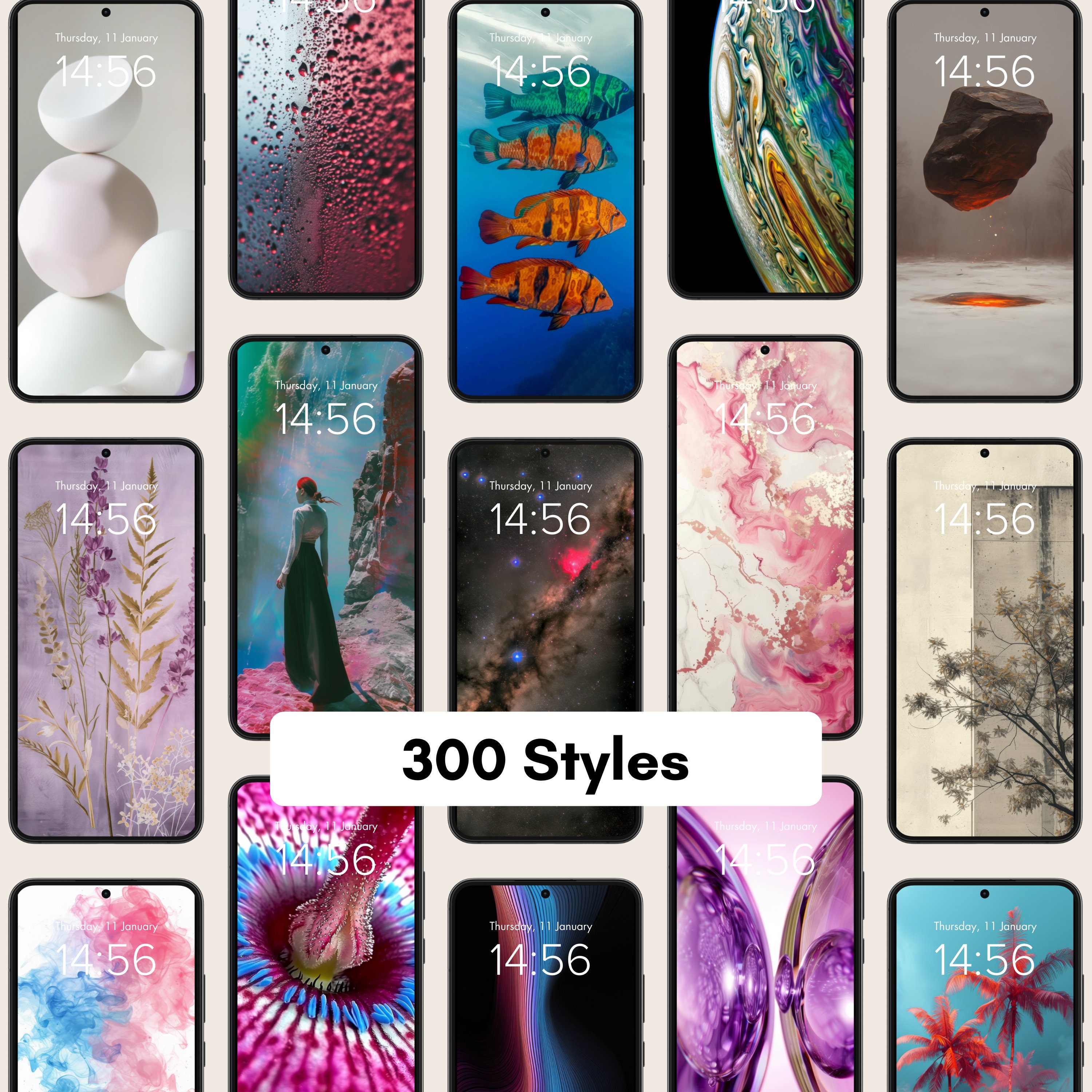 IPhone Wallpaper Pack, Digital Wallpaper Aesthetic Background Bundle