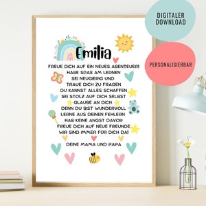 Cadeau voor beginnende school gepersonaliseerd | Terug naar school | Schoolkind kinderkamer | Motiverende poster | digitaal bestand |