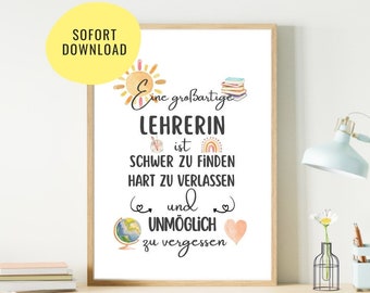 Teacher farewell gift | Elementary school thank you notes | Farewell gift for school | Teacher poster | Digital file | DIY gift