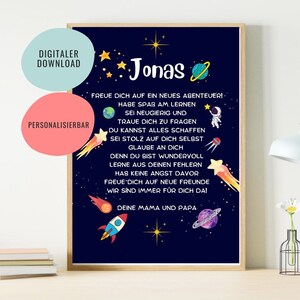 Geschenk zur Einschulung personalisierter | Schulanfang | Schulkind Kinderzimmer  | Motivation Poster | digitale Datei |