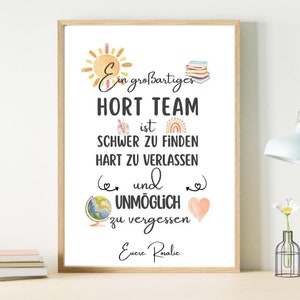 Abschiedsgeschenk für Hort Team | Hort Dankesagen | Mittagsbetreuung Geschenk | Poster Hort | digitale Datei | DIY Geschenk Personalisiert