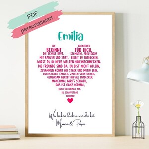 Geschenk zur Einschulung personalisiert | Schulanfang | Schulkind Kinderzimmer  | Motivation Poster | digitale Datei | Einschulung Geschenk