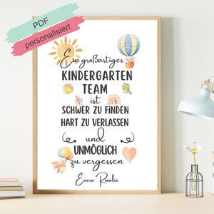 Regalo de despedida del equipo de jardín de infantes | Guardería gracias | Regalo de despedida profesora | Póster Educador | archivo digital | regalo de bricolaje