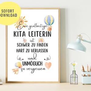Kita Leiterin Abschiedsgeschenk | Kita Dankesagen | Abschiedsgeschenk Kindergarten | Poster Kita Leiterin | digitale Datei | DIY Geschenk