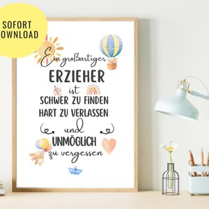 Regalo de despedida del educador | Guardería gracias | Regalo de despedida del jardín de infantes | Póster Educador | archivo digital | regalo de bricolaje