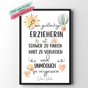 Cadeau d'adieu pour l'équipe de la garderie | Remerciements à la garderie | Cadeau d'adieu pour la maternelle | Affiche pour enseignant | PDF | Cadeau DIY | Aquarelle