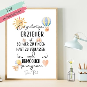 Regalo de despedida del educador | Guardería gracias | Regalo de despedida del jardín de infantes | Póster Educador | archivo digital | regalo de bricolaje