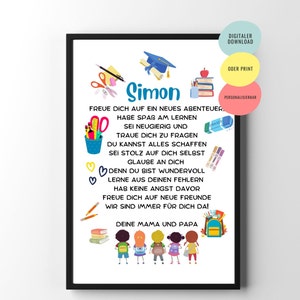 Cadeau voor beginnende school gepersonaliseerd | Terug naar school | Schoolkinderkamer | Motiverende aanmoedigingposter | Afdrukken | digitale doe-het-zelf
