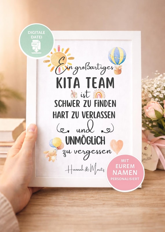 Personalisierte Erzieherin Geschenk | Abschied Kindergarten Danke Geschenk | Kita Abschied personalisiert |Poster Erzieherin |Digitale Datei