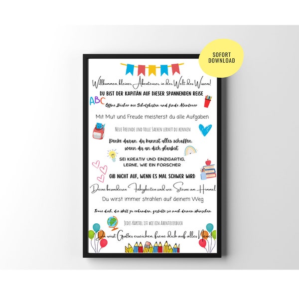 School enrollment gift | back to school | Schoolchild Nursery | Motivation Posters | digital file | DIY gift