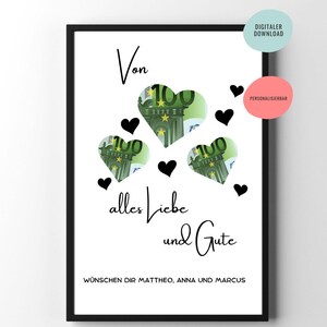 Geldgeschenk zum Geburtstag | von Herzen Geschenk | Geburtstagsgeschenk | persönliches Geschenk | Geld verschenken |  digitale Datei | DIY