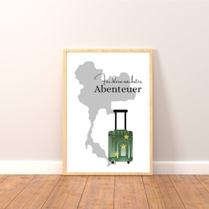 Reise Geldgeschenk Geburtstag | Reisegeld | Urlaub | Reisekasse | digitale Datei | Poster | personalisierbar | Thailand Gutschein