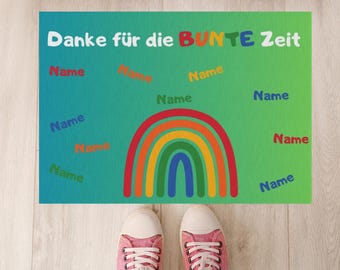 Kita Abschiedsgeschenk Fußmatte mit Namen bedruckt | Teppich Kindergarten Abschluss | Spielteppich personalisiert | Abschiedsfussmatten
