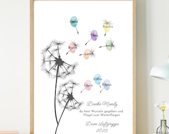 Farewell gift for kindergarten teacher, kindergarten director – fingerprint poster A3/A4 – personalized gift with name