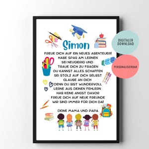 Presente para começar a escola personalizado | De volta às aulas | Quarto dos alunos | Pôster motivacional | arquivo digital |