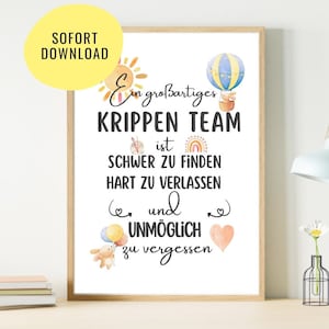 Abschiedsgeschenk für Krippen Team | Kita Dankesagen | Geschenk Krippe | Poster Erzieherin Kinderpflegerin | digitale Datei | DIY Geschenk