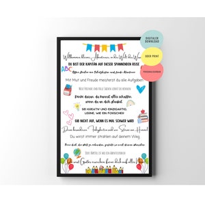 Geschenk zur Einschulung | Schulanfang | Schulkind Kinderzimmer  | Motivation Mutmacher Poster | Druck | DIY Geschenk