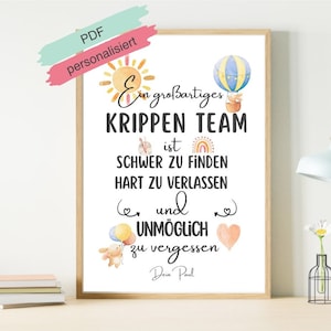 Cadeau d'adieu pour l'équipe de la crèche | Merci à la garderie | Cadeau personnalisé avec nom | Affiche Éducateur | fichier numérique | Cadeau DIY