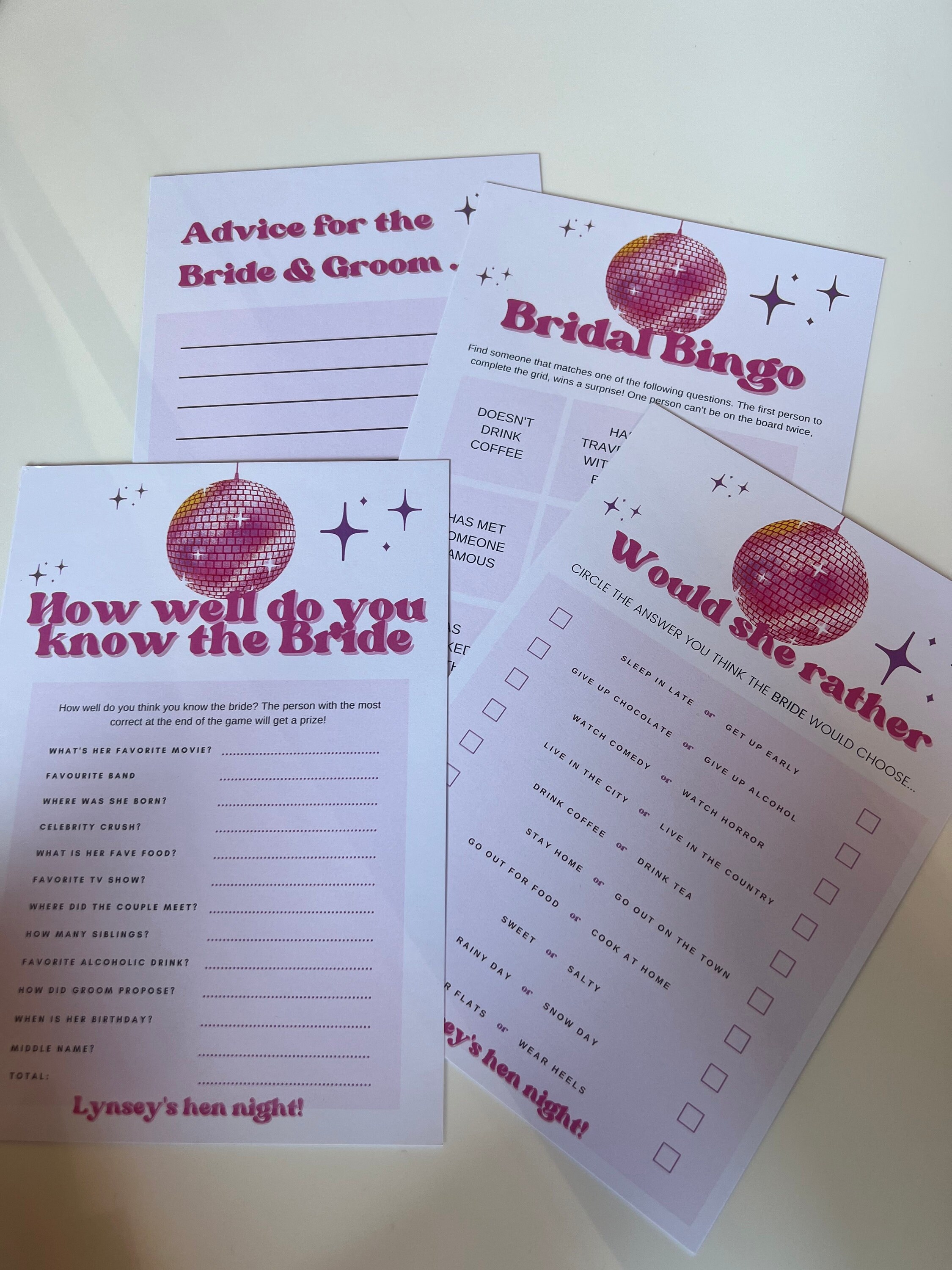 Disco Bridal Shower Games Template Retro Bridal Shower Games Etsy UK
