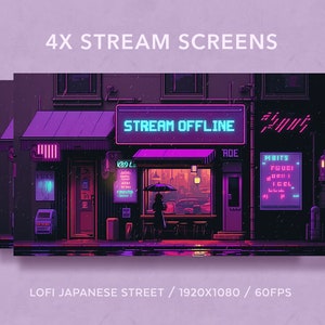 4x Stream Screens | Japanese Street Lofi | Starting Soon Screen | Stream Package | Vtuber Twitch Stream Overlay