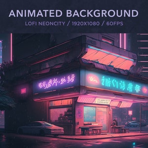 Vtuber Background Animated Lofi Neoncity Virtual Background Stream Package Vtuber Twitch Stream Overlay image 1