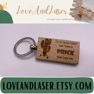 FUNNY RUDE CACTUS Prick Novelty Gift Keyring - Optional Personalisation - Free Standard Delivery