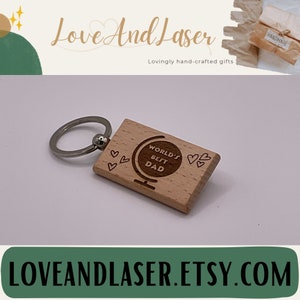WORLD&#39;S BEST DAD Wooden Keyring Gift - Father&#39;s Day - Optional Personalisation - Free Standard Delivery