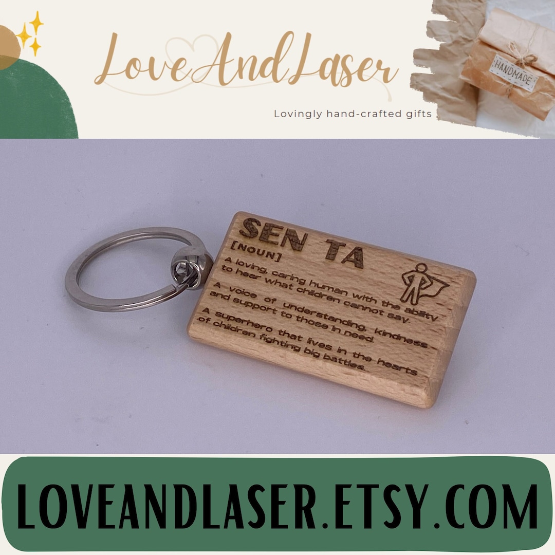 SEN TA Definition Engraved Beech Wood Keyring - Appreciation Gift - Etsy