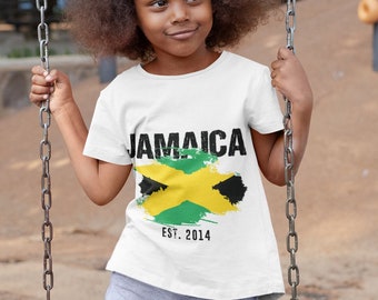 T-shirt personnalisé pour enfants avec drapeau jamaïcain, chemise personnalisée personnalisée de la Jamaïque l’année de votre naissance, haut personnalisé de la Jamaïque pour enfants