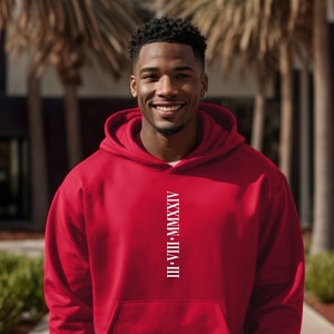 Custom Roman Numeral Hoodie, Couples Gift, Personalised Matching Anniversary Date Initial Hoodie for Engagements, Wedding gifts, Cotton Gift