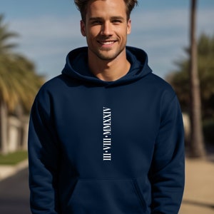 Custom Roman Numeral Hoodie, Couples Gift, Personalised Matching Anniversary Date Initial Hoodie for Engagements, Wedding gifts, Cotton Gift