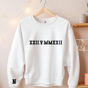 Custom Roman Numeral Hoodie Couples Gift, Personalised Matching Cotton Anniversary Gift For Him or Her