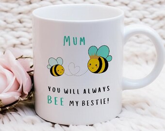 Personalised Be My Bestie Tea Mug Gifted to Mum for Birthday Presents, Mothers Day, Gift for Her, Nanny Cup, Custom Mug Gift Ideas