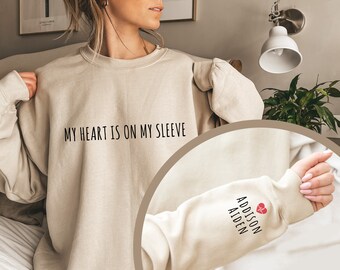 First Mothers Day Personalised Gift, Wifey Sweatshirt Or Hoodie with Personalised Sleeve, Pregnancy Gender Reveal Gift, Presents For Mum