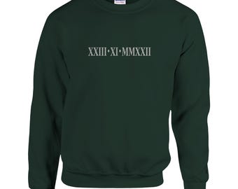 Custom Embroidery Roman Numeral Hoodie Couples Gift Personalised Matching Anniversary Custom Date Roman Numeral Jumper
