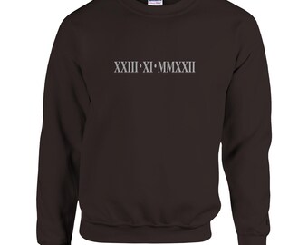 Custom Embroidery Roman Numeral Hoodie Couples Gift Personalised Matching Anniversary Custom Date Roman Numeral Jumper