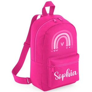 Sac personnalisé avec initiale du nom, sacs à dos cadeaux pour enfants, sac à dos préscolaire pour enfants de la maternelle, sac personnalisé arc-en-ciel avec nom