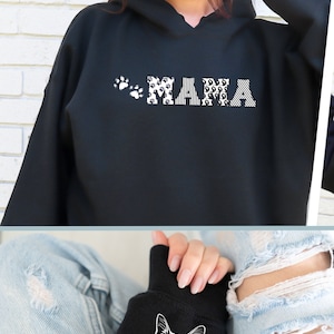 Cat Gifts for Cat Lovers, Cat Ears tshirt Hoodie and Sweatshirt For Mum, Cat Ears Hoodie , Custom Kitten Portrait, Personalised Jumper