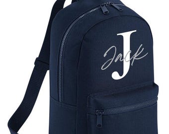 Personalised Pre School Bag With Name Initial Text, Your Name Backpack Gifts for Kids, Nursery Children Rucksack