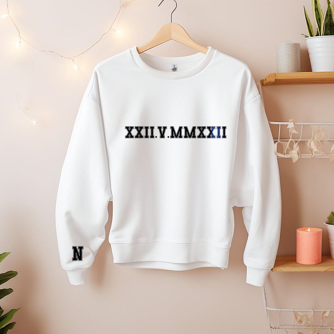 Custom Roman Numeral Hoodie Couples Gift, Personalised Matching Cotton ...