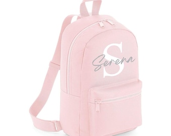 Personalised Pre School Bag With Name Initial Text, Your Name Backpack Gifts for Kids, Nursery Children Rucksack