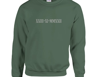 Custom Embroidery Roman Numeral Hoodie Couples Gift Personalised Matching Anniversary Custom Date Roman Numeral Jumper